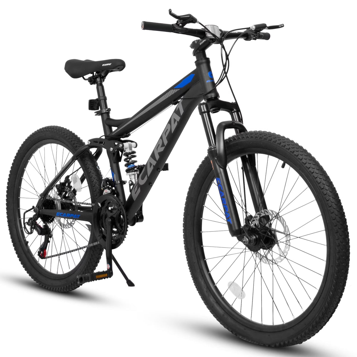 Mountain Bike 26 in Wheels, 21 - Speed Full Suspension Mens Womens Trail Commuter City Mountain Bike, Carbon Steel Frame Disc Brakes Thumb Shifter